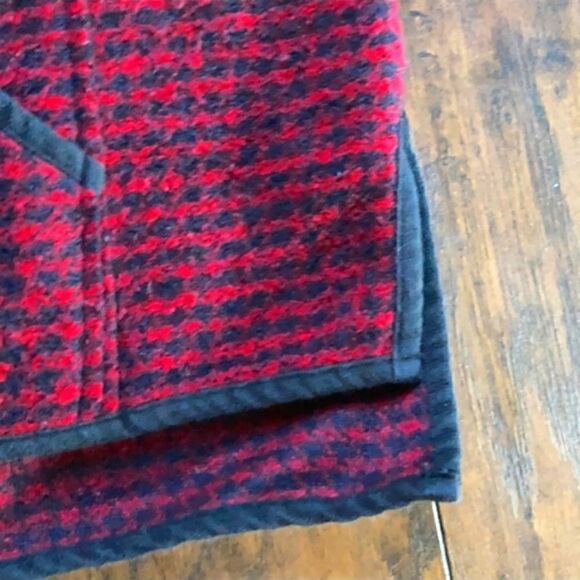 Madewell Houndstooth Brushed Wool Hoodie Sz Small Red Black - Picture 3 of 8